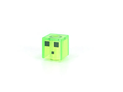 Minifigure, Head Modified Cube with 3 Dark Green Squares Pattern (Minecraft Slime)